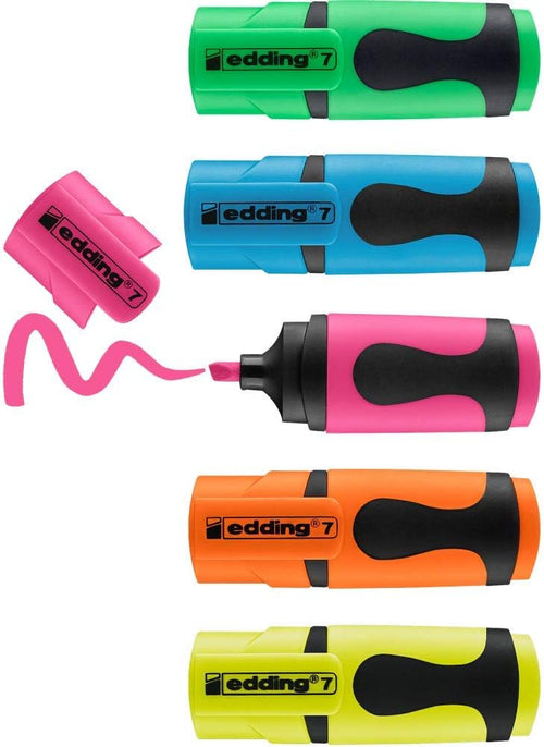 edding Mini-Textmarker in fünf Neonfarben